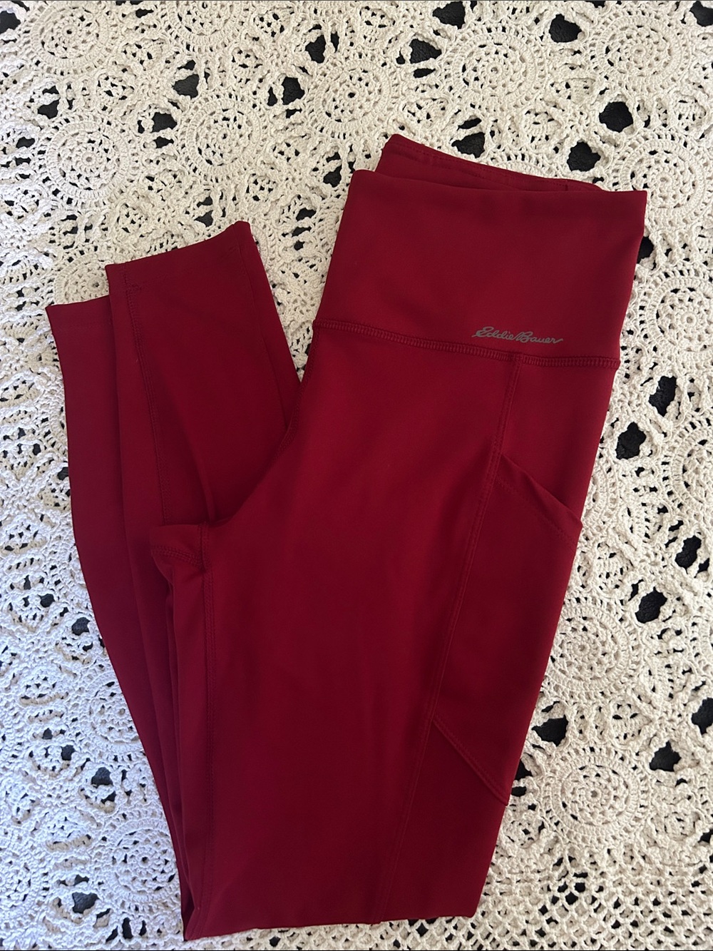 Eddie Bauer Deep Red High-Waist Athletic Leggings